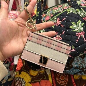 Victoria’s Secret pink and white cardholder keychain